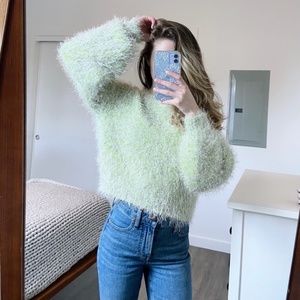 ✨ XS Lou & Grey Green Metallic Iced Matcha Sweater
